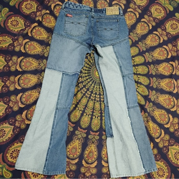 Mudd Women Vintage Size Blue Patchwork Y2K Bellbottom Jeans Like
